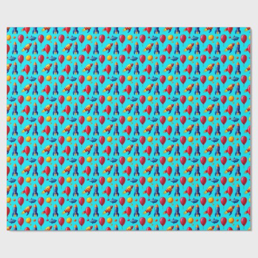 🎁 Kleurig Ruimtefeest Kinderen Cadeaupapier 🚀 (Vlak)