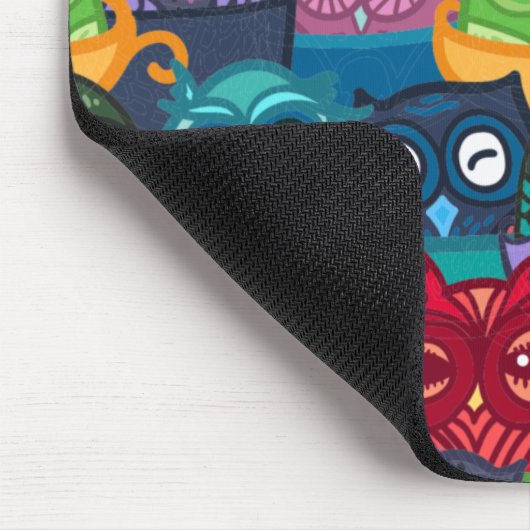 Kleurig schattig uil patroon muismat (Hoek)