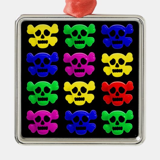 Kleurig schedelpatroon metalen ornament (Voorkant)