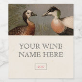 Kleurig  schilderij van eenden wijn etiket (Enkel label)