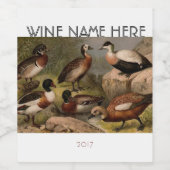 Kleurig schilderij van eenden wijn etiket (Enkel label)