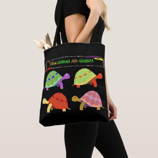 Kleurig schildpad-ontwerp van grootoudersTote Tote Bag (Dichtbij)