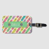 Kleurig Skateboard Patroon op maat Bagagelabel (Voorkant (horizontaal))