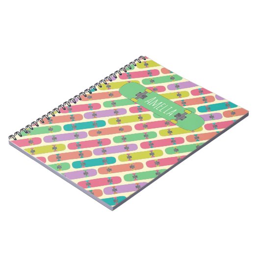 Kleurig Skateboard Patroon op maat Notitieboek (Linkerzijde)