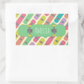 Kleurig Skateboard Patroon op maat Rechthoekige Sticker (Tas)