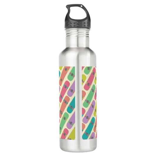 Kleurig Skateboard Patroon op maat Waterfles (Achterkant)