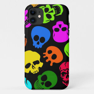 Kleurig Skulls-patroon in zwart iPhone 11 Hoesje