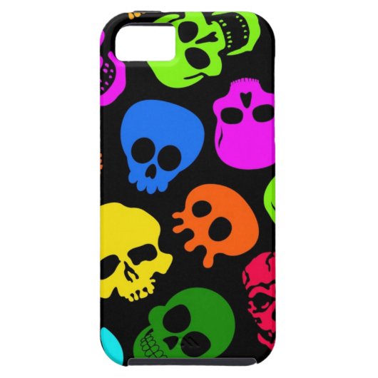Kleurig Skulls-patroon in zwart Case-Mate iPhone Case (Achterkant)