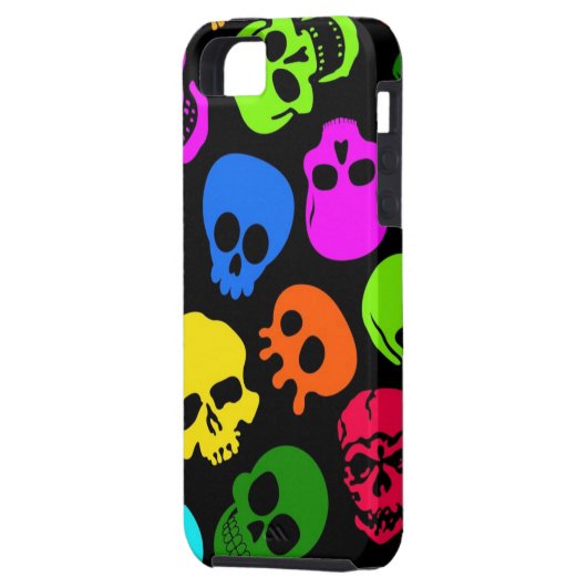 Kleurig Skulls-patroon in zwart Case-Mate iPhone Case (Achterkant Links)
