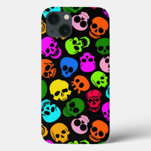 Kleurig Skulls-patroon in zwart iPhone 13 Hoesje
