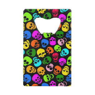 Kleurig Skulls-patroon in zwart Creditkaart Flessenopener