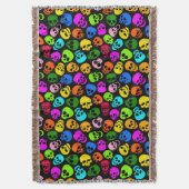 Kleurig Skulls-patroon in zwart Deken (Voorkant Verticaal)