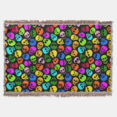 Kleurig Skulls-patroon in zwart Deken (Voorkant)