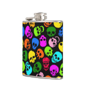 Kleurig Skulls-patroon in zwart Heupfles (Links)