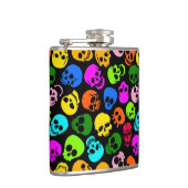 Kleurig Skulls-patroon in zwart Heupfles (Rechts)