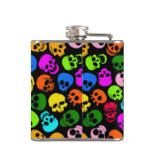 Kleurig Skulls-patroon in zwart Heupfles (Achterkant)