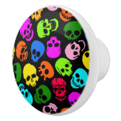 Kleurig Skulls-patroon in zwart Keramische Knop (Rechts)