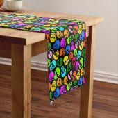 Kleurig Skulls-patroon in zwart Korte Tafelloper (Voorbeeld)