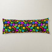 Kleurig Skulls-patroon in zwart Lichaamskussen (Achterkant)