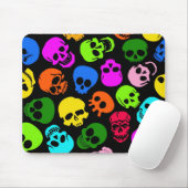 Kleurig Skulls-patroon in zwart Muismat (Met muis)