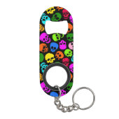 Kleurig Skulls-patroon in zwart Sleutelhanger Flessenopener (Achterkant)