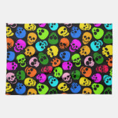 Kleurig Skulls-patroon in zwart Theedoek (Horizontaal)