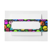 Kleurig Skulls-patroon in zwart Uitnodigingen Wikkel (Voorkant Voorbeeld)