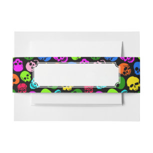 Kleurig Skulls-patroon in zwart Uitnodigingen Wikkel