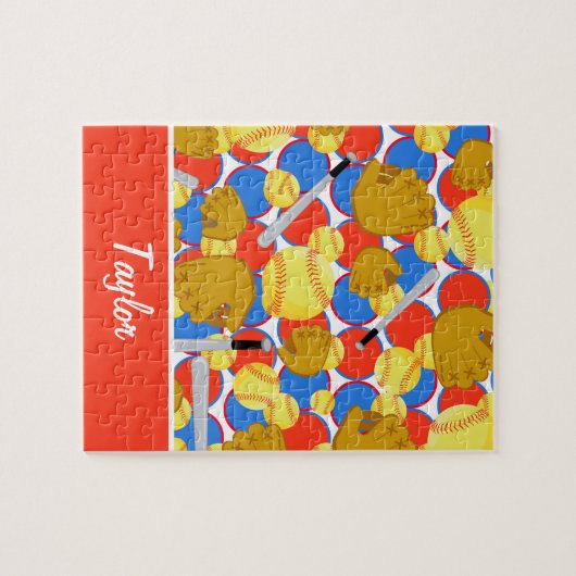 Kleurig softball legpuzzel (Horizontaal)