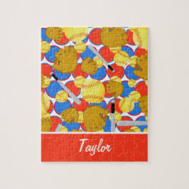 Kleurig softball legpuzzel