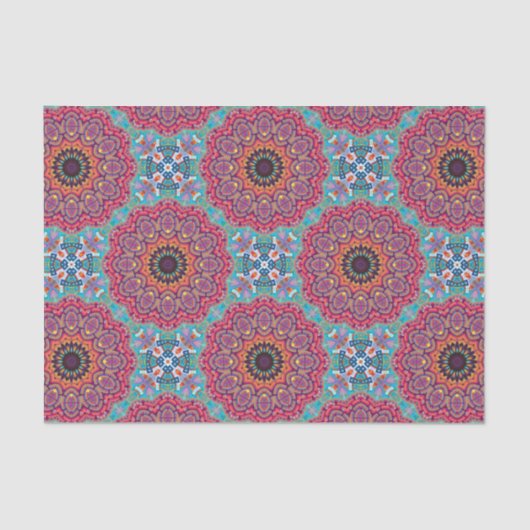 Kleurig stijlvol Boho Mandalas Geometrisch Patroon Tissuepapier (Voorkant)