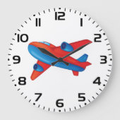 Kleurig straalvliegtuig Rood en Blauw Vliegtuig Grote Klok (Voorkant)