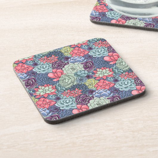 Kleurig Succulent Patroon Bier Onderzetter (Linkerzijde)