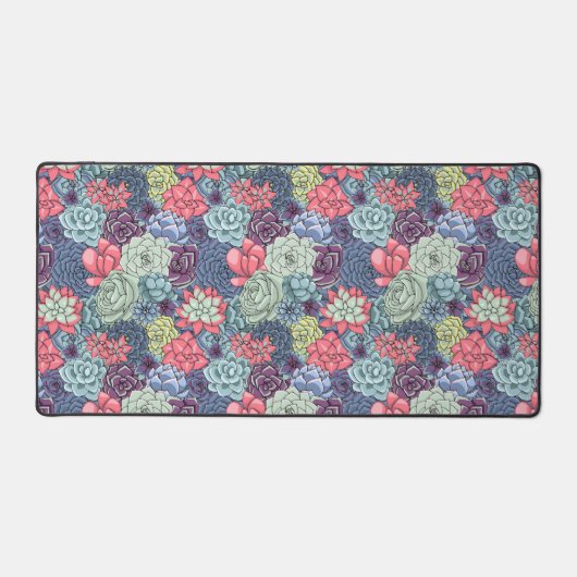 Kleurig Succulent Patroon Bureaumat (Voorkant)