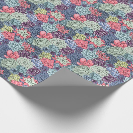 Kleurig Succulent Patroon Cadeaupapier (Hoek)