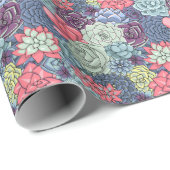 Kleurig Succulent Patroon Cadeaupapier (Rol Hoek)