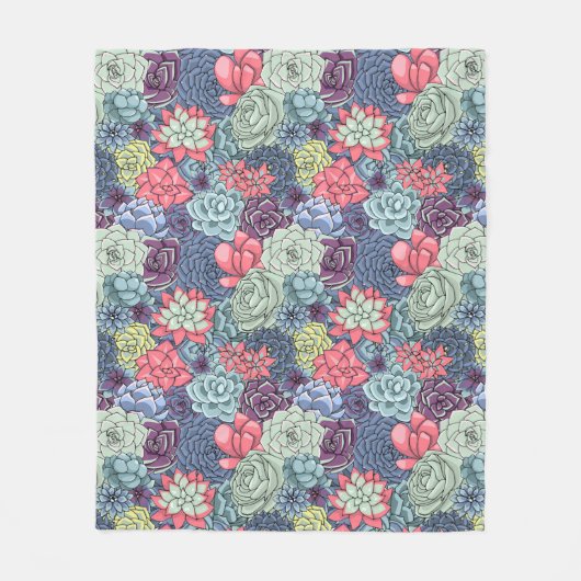 Kleurig Succulent Patroon Fleece Deken (Voorkant)