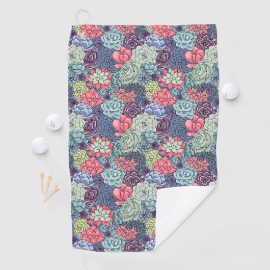 Kleurig Succulent Patroon Golfhanddoek (Insitu)