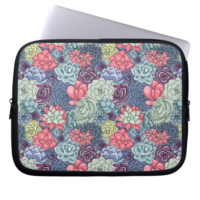 Kleurig Succulent Patroon Laptop Sleeve (Voorkant)