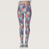 Kleurig Succulent Patroon Leggings (Voorkant)