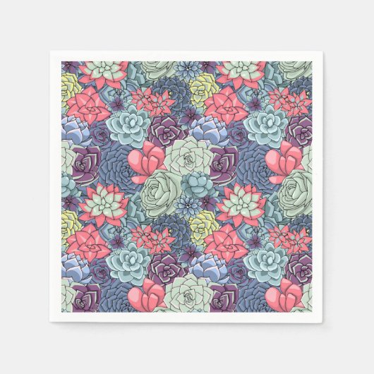 Kleurig Succulent Patroon Servet (Voorkant)