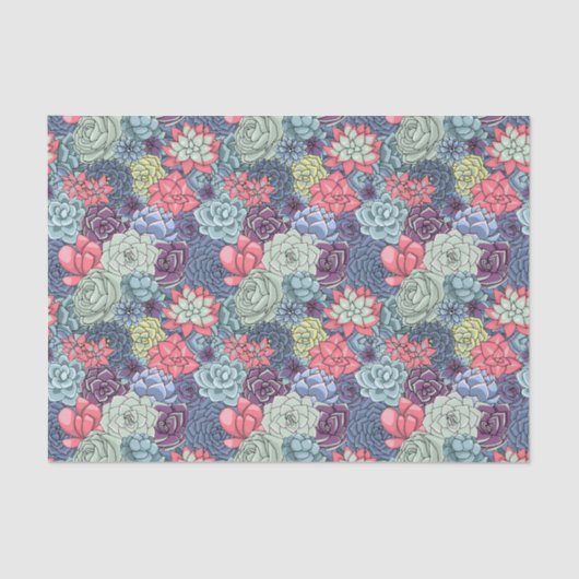 Kleurig Succulent Patroon Tissuepapier (Voorkant)