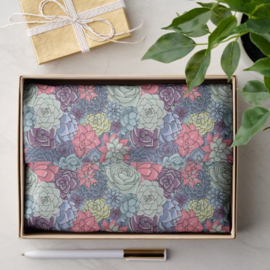Kleurig Succulent Patroon Tissuepapier (Geschenk)