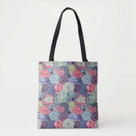Kleurig Succulent Patroon Tote Bag (Voorkant)