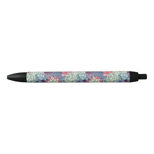 Kleurig Succulent Patroon Zwarte Inkt Pen (Voorkant)