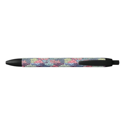 Kleurig Succulent Patroon Zwarte Inkt Pen (Achterkant)
