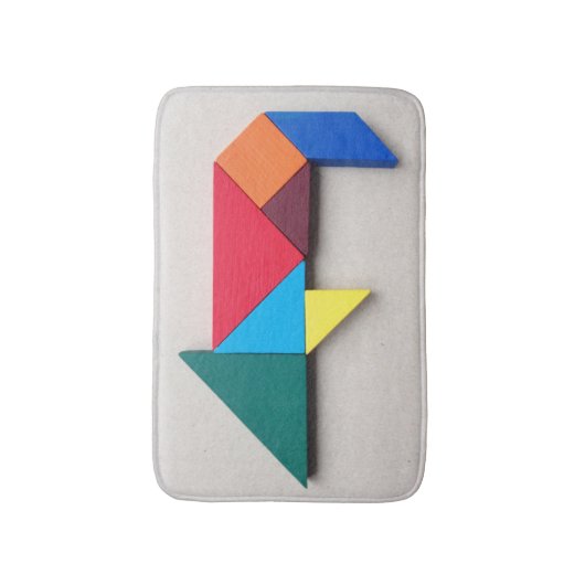 Kleurig Tangramvarken Badmat (Voorkant Verticaal)