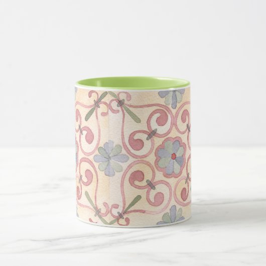 Kleurig tegel patroon Klassiek roze roze Mok (Midden)