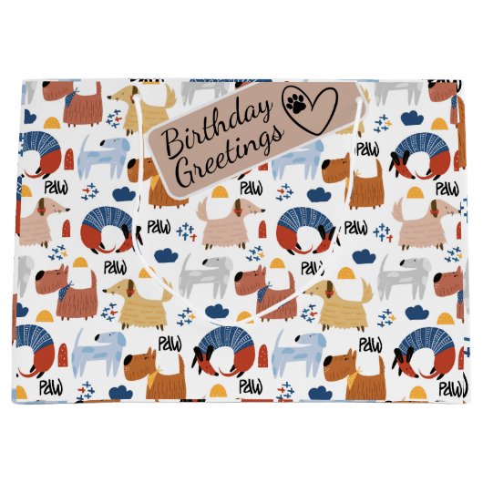 Kleurig tekenfilmhondje naadloos patroon groot cadeauzakje (Voorkant)