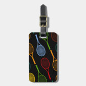 kleurig tennisracketpatroon bagagelabel (Voorkant verticaal)